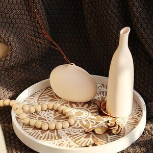 NEW Decorative Serving Tray Round: Farmhouse Coffee Table Tray